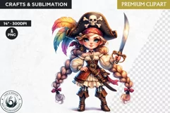 Pirate Gnome Girl clipart, Corsair Gnome sublimation, summer Product Image 1