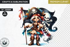 Pirate Gnome Girl clipart, Corsair Gnome sublimation, summer Product Image 1