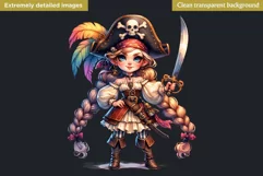 Pirate Gnome Girl clipart, Corsair Gnome sublimation, summer Product Image 2
