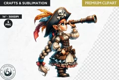 Pirate Gnome Girl clipart, Corsair Gnome sublimation, summer Product Image 1