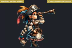 Pirate Gnome Girl clipart, Corsair Gnome sublimation, summer Product Image 2
