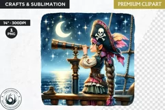 Pirate Gnome Girl clipart, Corsair Gnome sublimation, summer Product Image 1