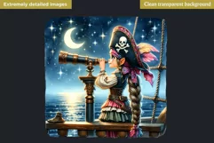 Pirate Gnome Girl clipart, Corsair Gnome sublimation, summer Product Image 2
