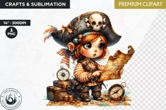 Pirate Gnome Girl clipart, Corsair Gnome sublimation, summer Product Image 1
