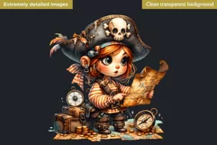 Pirate Gnome Girl clipart, Corsair Gnome sublimation, summer Product Image 2