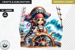 Pirate Gnome Girl clipart, Corsair Gnome sublimation, summer Product Image 1