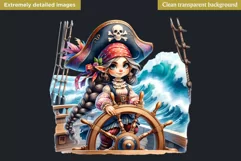 Pirate Gnome Girl clipart, Corsair Gnome sublimation, summer Product Image 2
