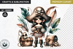 Pirate Gnome Girl clipart, Corsair Gnome sublimation, summer Product Image 1