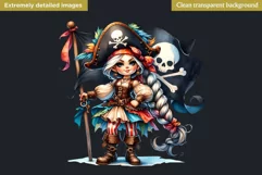 Pirate Gnome Girl clipart, Corsair Gnome sublimation, summer Product Image 2