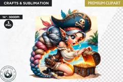 Pirate Gnome Girl clipart, Corsair Gnome sublimation, summer Product Image 1