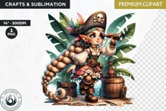 Pirate Gnome Girl clipart, Corsair Gnome sublimation, summer Product Image 1