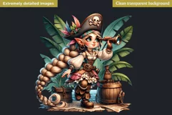 Pirate Gnome Girl clipart, Corsair Gnome sublimation, summer Product Image 2