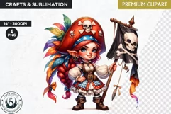 Pirate Gnome Girl clipart, Corsair Gnome sublimation, summer Product Image 1