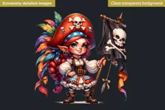 Pirate Gnome Girl clipart, Corsair Gnome sublimation, summer Product Image 2