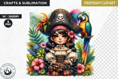 Pirate Gnome Girl clipart, Corsair Gnome sublimation, summer Product Image 1