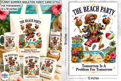 Funny Summer Skeleton Tarot Card Design, Beach Party Print Product Image 1