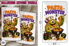Pasta Monster Halloween Kitchen Towel PNG Product Image 1