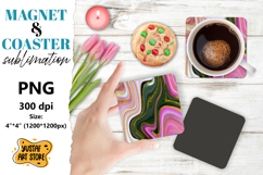 Abstract paint magnet/coaster sublimation. Fluid art Product Image 1