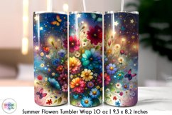 Summer Flowers Tumbler Wrap, Watercolour Flowers Tumbler Product Image 1
