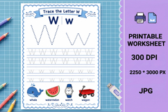 Letter w trace printable alphabet tracing worksheet Product Image 1