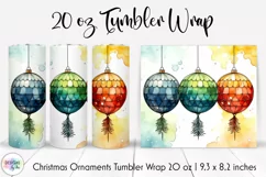 Colourful Christmas Bulbs Tumbler Wrap | Christmas Ornaments Product Image 1