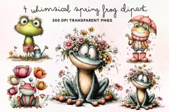 Whimsical Spring Frog Clipart PNG Product Image 1