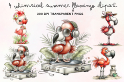 Whimsical Summer Flamingo Clipart PNG Product Image 1
