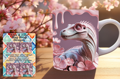 Warm 15oz Mug Wrap Png Artwork , Cute Dino Product Image 1