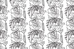 Line art seamless pattern with growing peas vector bg Product Image 1