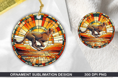 Cute Tiger Stained Glass Ornament PNG, Digital Download File Product Image 1