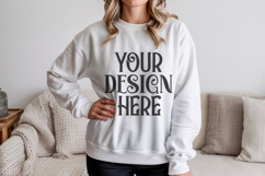 White Gildan 18000 Crewneck Sweatshirt Mockups,G18000 Product Image 1