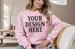 Light Pink Gildan 18000 Crewnwck Sweatshirt Mockup, gildan Product Image 1