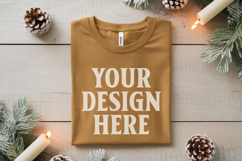 Christmas Bella Canvas 3001 Heather Mustard Folded Tshirt Mo Product Image 1