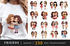 230 watercolor cute adorable friends hugging holding hands friendship little girls clipart set t shirt sublimation printable designs bundle png