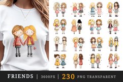 230 watercolor cute adorable friends hugging holding hands friendship little girls clipart set t shirt sublimation printable designs bundle png