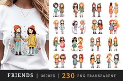 230 watercolor cute adorable friends hugging holding hands friendship little girls clipart set t shirt sublimation printable designs bundle png