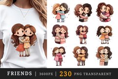 230 watercolor cute adorable friends hugging holding hands friendship little girls clipart set t shirt sublimation printable designs bundle png