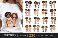 230 watercolor cute adorable friends hugging holding hands friendship little girls clipart set t shirt sublimation printable designs bundle png