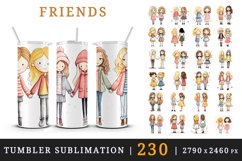230 watercolor cute adorable friends hugging holding hands friendship little girls design wraps sublimation bundle for 20 oz tumbler