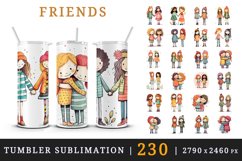 230 watercolor cute adorable friends hugging holding hands friendship little girls design wraps sublimation bundle for 20 oz tumbler