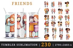 230 watercolor cute adorable friends hugging holding hands friendship little girls design wraps sublimation bundle for 20 oz tumbler