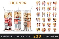 230 watercolor cute adorable friends hugging holding hands friendship little girls design wraps sublimation bundle for 20 oz tumbler