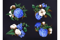 Realistic hydrangeas, cotton flower bouquets. Summer wedding Product Image 1