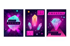 Polygon galaxy crystals, modern pyramid shapes. Geometric ne Product Image 1