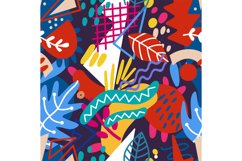 Abstract collage seamless pattern, vibrant flower ornament. Product Image 1