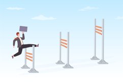 Businessman overcome obstacles. Business man jump over resi Product Image 1