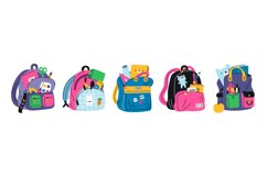 Colorful backpacks with school supplies. Kids rucksacks and Product Image 1