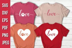 Pawprint Love Svg - Dog Love Valentines Day Svg Cut File Product Image 1