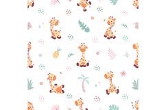 Giraffes seamless pattern, nursery adorable fabric print. Ch Product Image 1