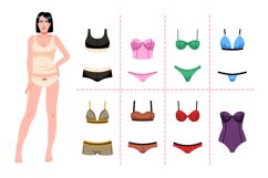 Girl and underwear. Cartoon flat style isolated beautiful wo Product Image 1